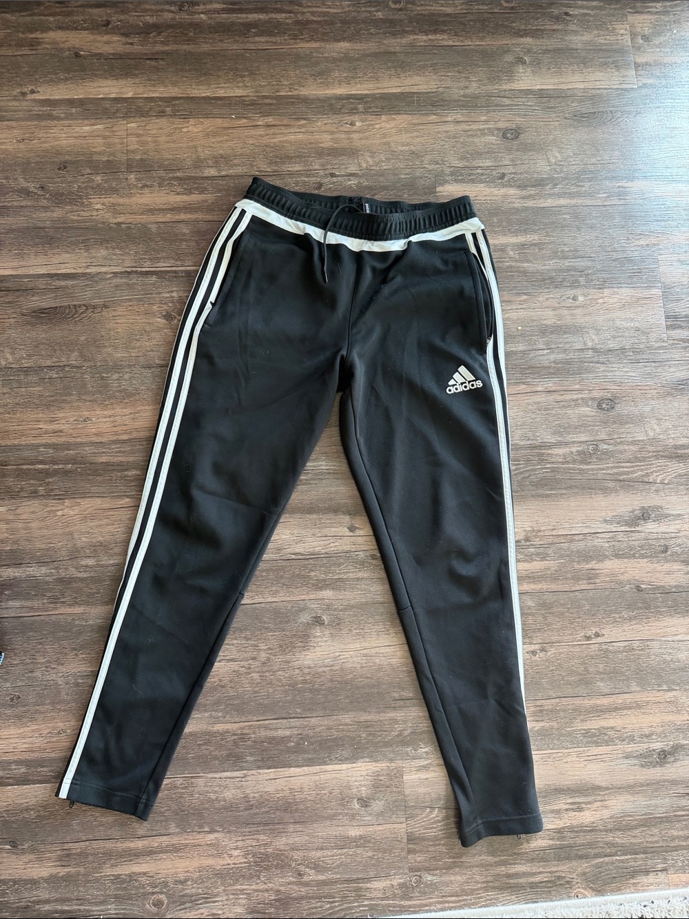 adidas Black Jogger Pants with White Side Stripes